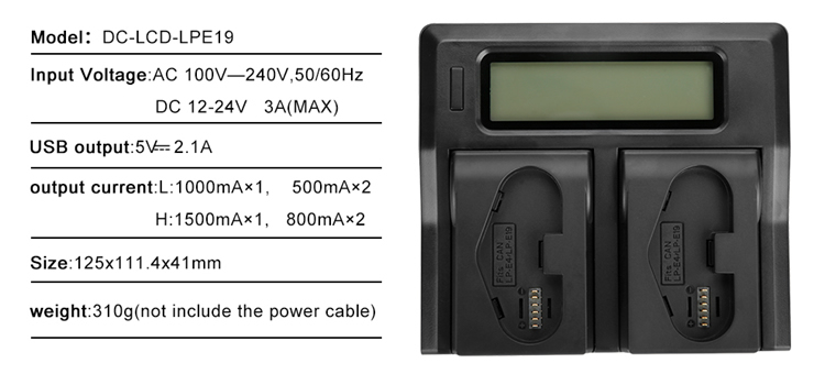 Caricabatterie per Canon LP-E19