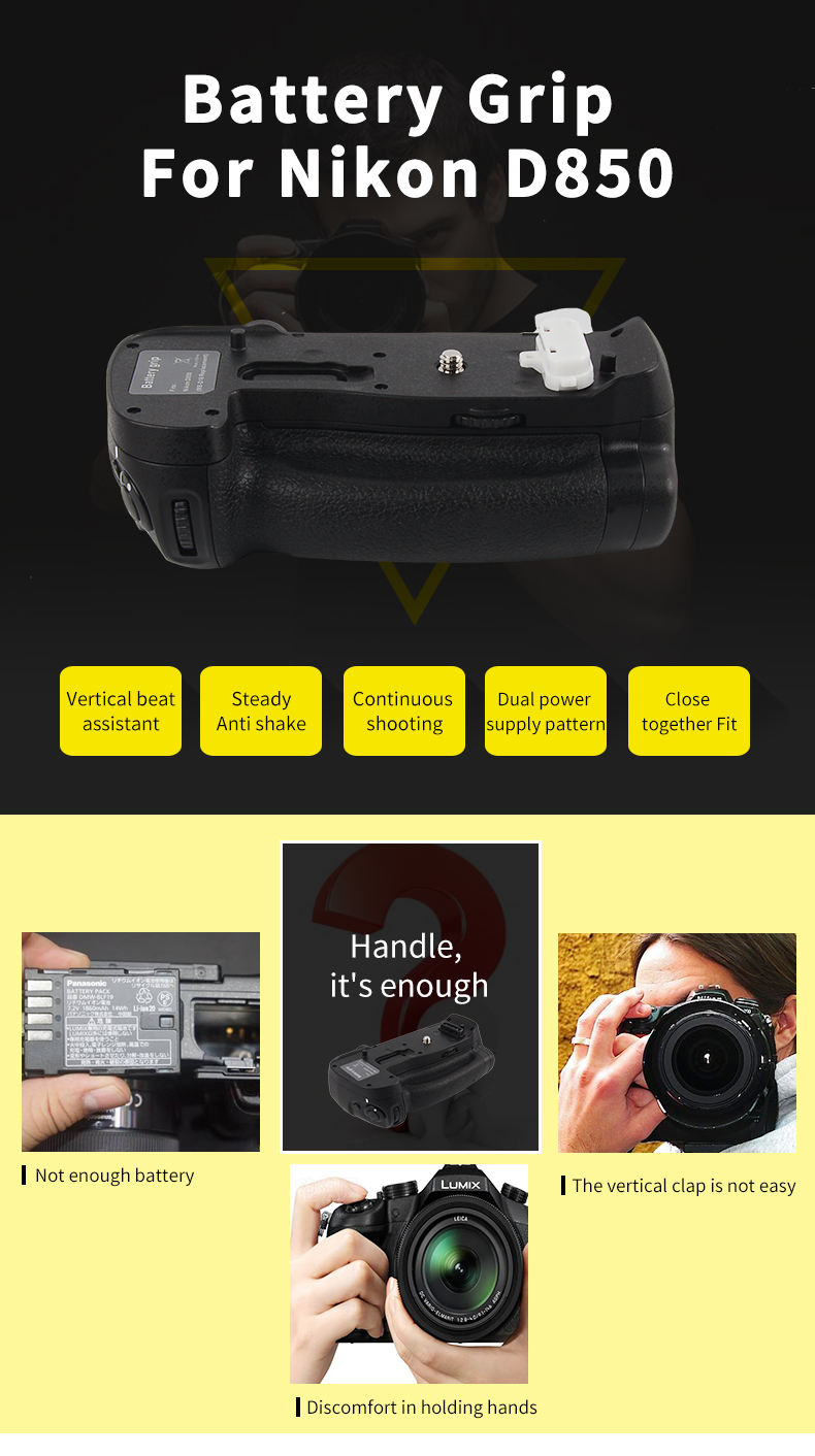 Poignées de batterie pour Nikon D850