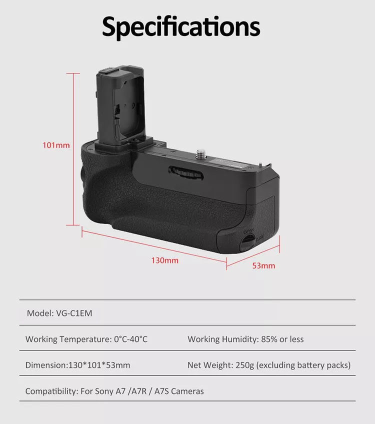 Poignées de batterie pour Sony A7R