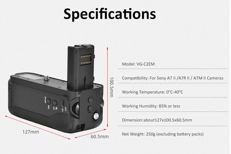 Poignées de batterie pour Sony A7R II