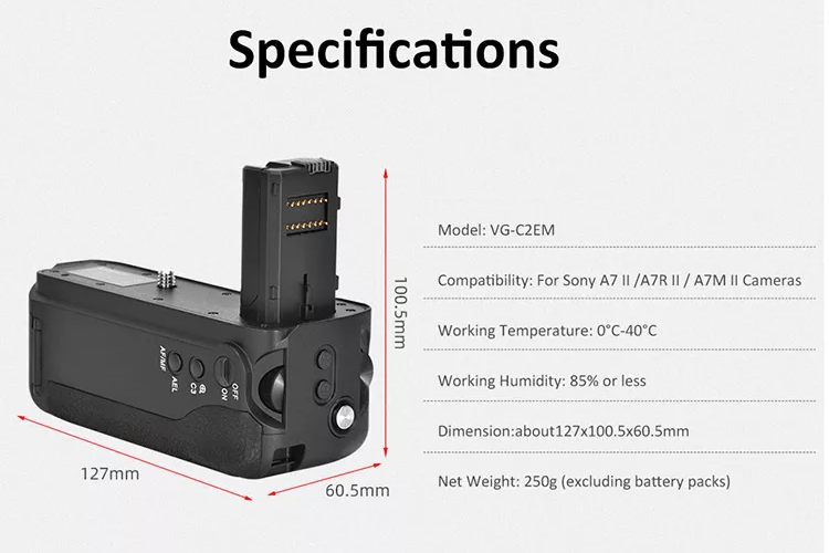 Poignées de batterie pour Sony A7 II