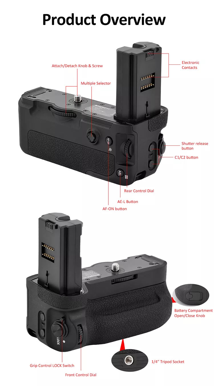 Poignées de batterie pour Sony A7R III