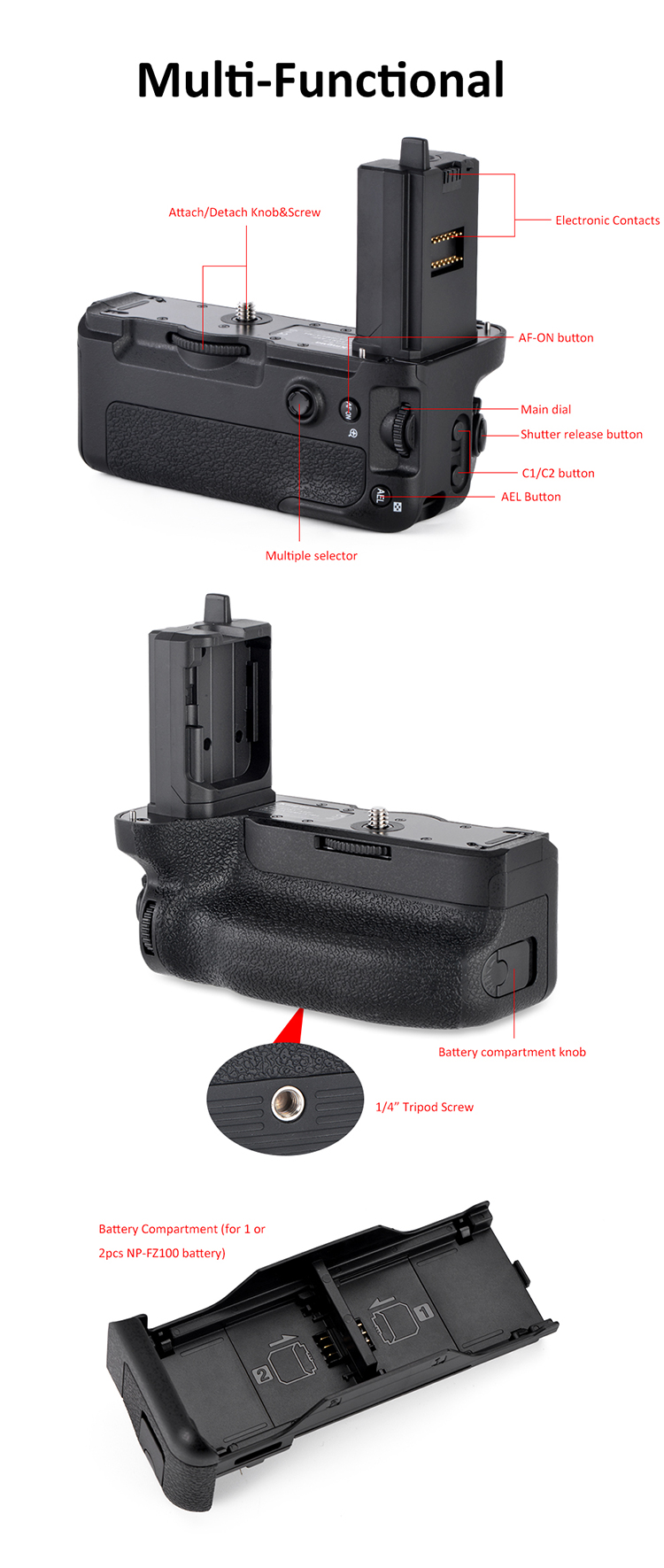 Poignées de batterie pour Sony VG-C4EM